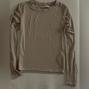 Abercrombie & Fitch Taupe Ribbed Long Sleeve Shirt